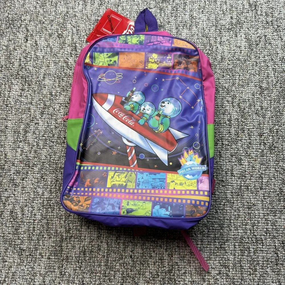 Vintage Coca Cola Coke Kids Girls Backpack Polar World Rocket 1997 - READ